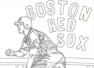 Coloring cartoon celebrates Opening Day for Boston Red Sox