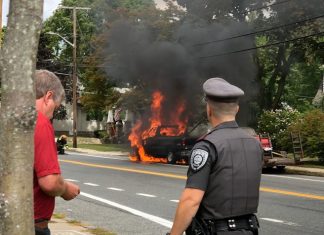 Engine fire shuts down North Main Street