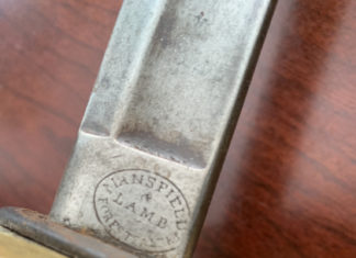 Civil War sword, produced in Forestdale, on display at Veterans Museum