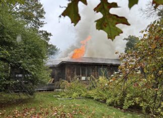Fire tears through roof of home on Steere Street in Burrillville